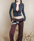 Striped Low Waist Bootcut Pants